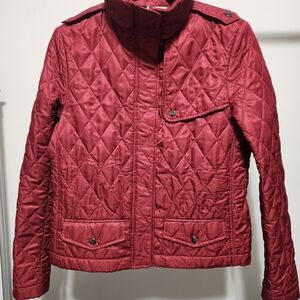 Burberry London Quilted Womens Puffer Jacket Burgundy Medium